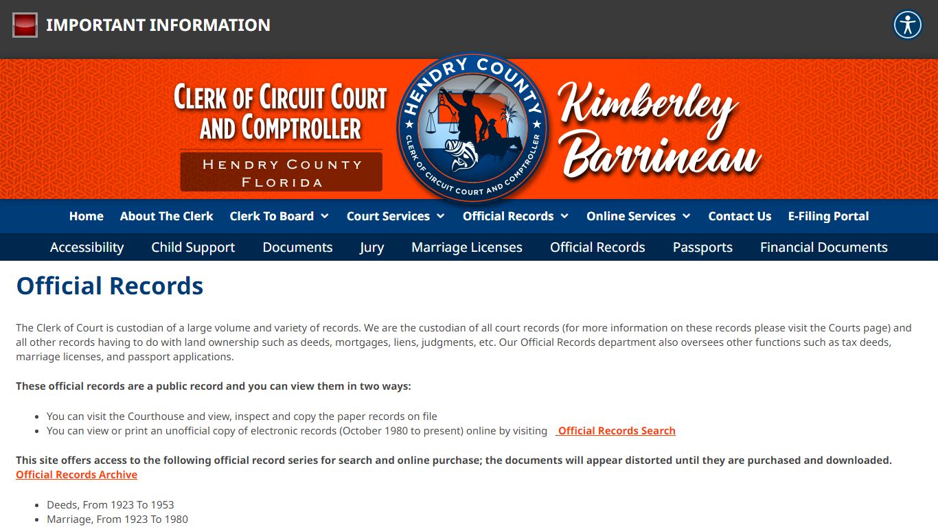 Official Records – Hendry Clerk of Courts & Comptroller